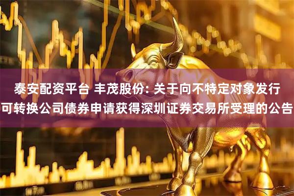 泰安配资平台 丰茂股份: 关于向不特定对象发行可转换公司债券申请获得深圳证券交易所受理的公告
